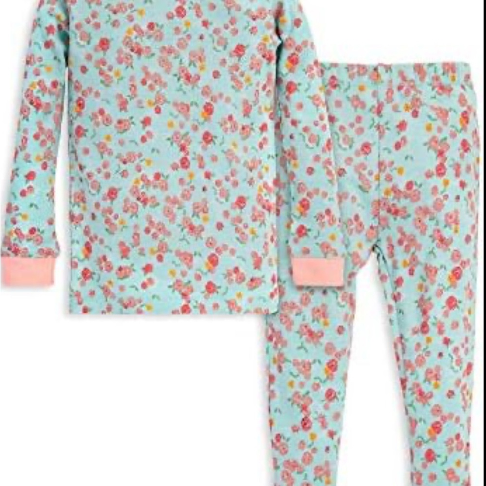 Burt’s Bees Charming Floral Kids Pajama Set - Blue and Pink